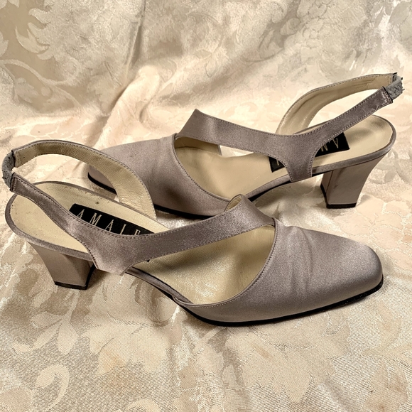 Amalfi Shoes - Amalfi Silver Satin Heels